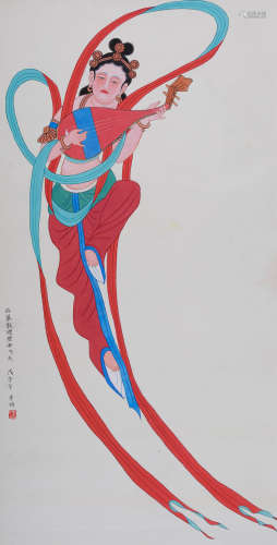 赵秀焕(b.1946) 敦煌壁画飞天 1978年作 设色纸本 立轴