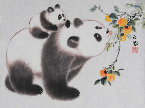 贾绍瑜(当代) 熊猫  设色纸本 镜心