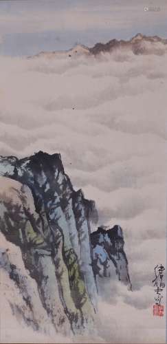 傅狷夫(1910-2007) 云山图  设色纸本 立轴