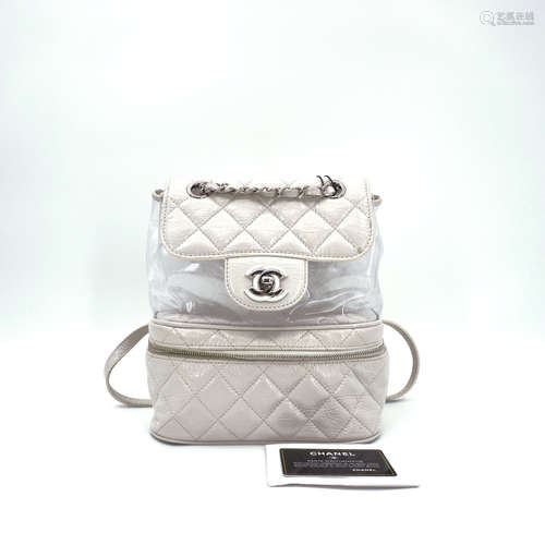 A CHANEL CLASSIQUE WHITE BACKPACK