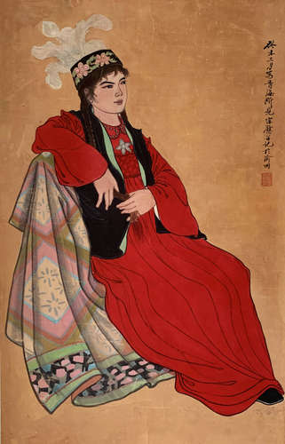 人物，孙宗慰，设色纸本 镜心