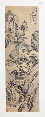 山水，梅清，设色纸本立轴