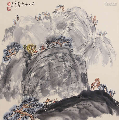 山水，孙克钢，设色纸本立轴