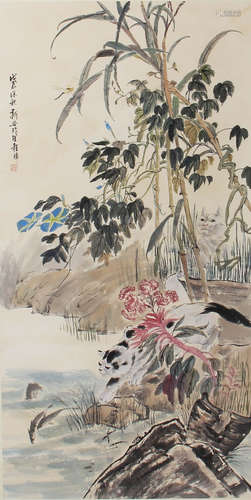 花卉，程璋，设色纸本立轴