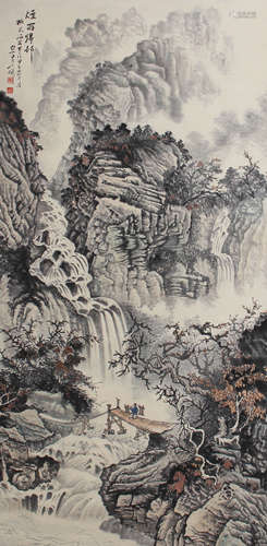 山水，吴石仙，设色纸本立轴