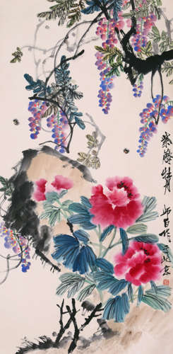 LOU SHIBAI, ATTRIBUTED TO, WISTERIA PEONY