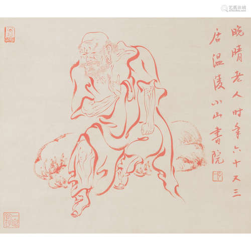 A CHINESE SCROLL PAINTING OF LUOHAN