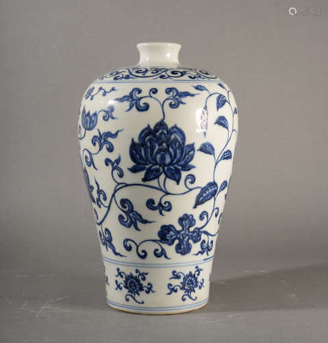 A BLUE AND WHITE 'LOTUS' VASE