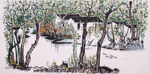 WU GUANZHONG, ATTRIBUTED TO, JIANGNAN VILLAGE