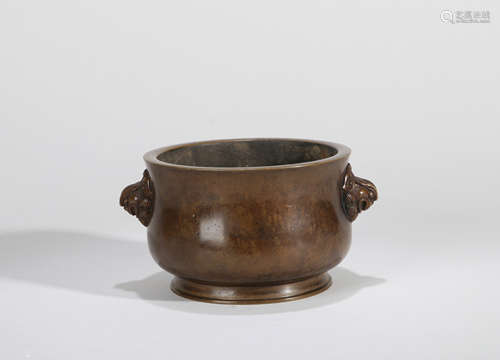 A BRONZE DOUBLE CHICKEN EARED CENSER