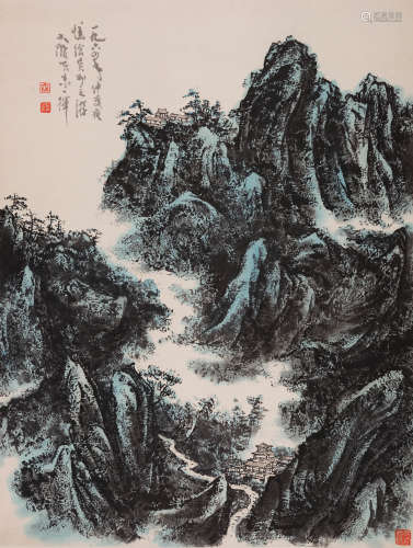 邹雅(1916-1974) 云松峻岭 1964年作 设色纸本 立轴