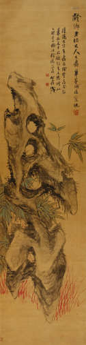 胡公寿(1823-1886) 寿石图 1855年作 设色绢本 立轴