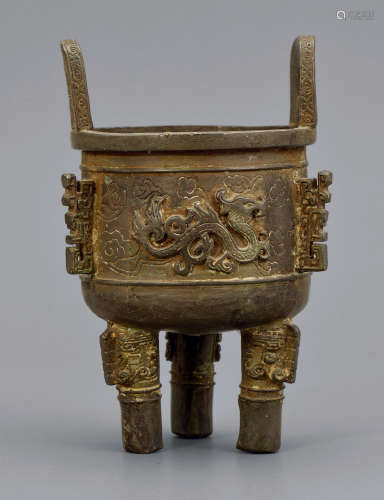 十九世紀 銅龍紋三足爐