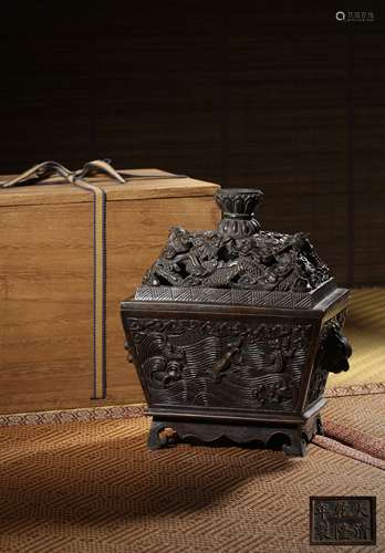 A BRONZE ‘DRAGON’CENSER,COVER AND STAND,MARK AND PERIOD OF Q...