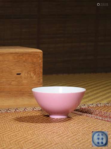 A ROUGE-GLAZED CUP,MARK AND PERIOD OF YONGZHENG
