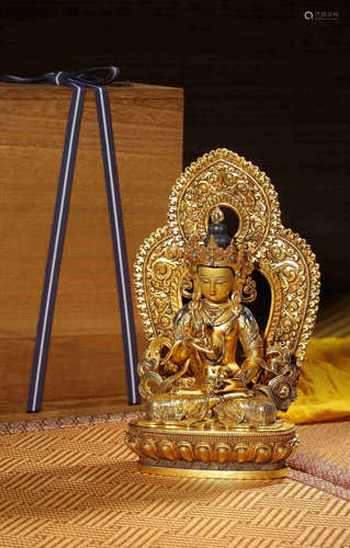 A GILT-BRONZE FIGURE OF BUDDHA,QIANLONG PERIOD