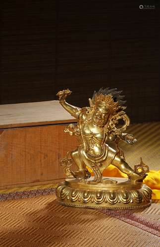 A GILT-BRONZE FIGURE OF VAJRAPANI,QING DYNASTY