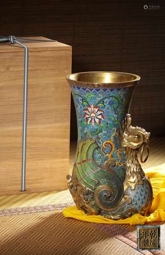 A  GILT-BRONZE AND CLOISONNE ENAMEL  VESSEL,MARK AND PERIOD ...