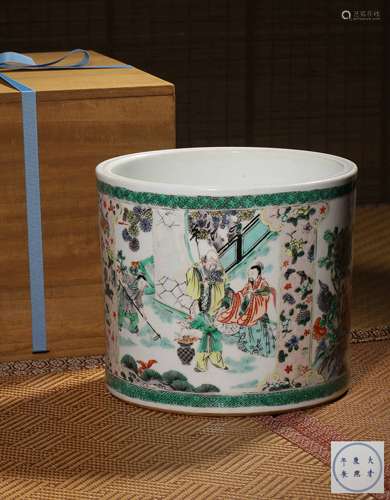 A BLUE AND WHITE WUCAI‘FLOWER’BRUSHPOT,MARK AND PERIOD OF KA...