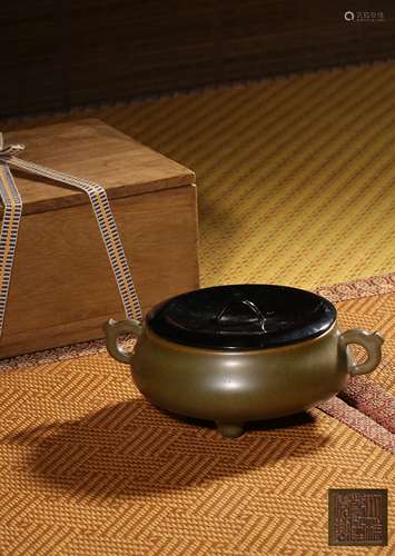 A TEADUST-GLAZED CENSER,MARK AND PERIOD OF QIANLONG
