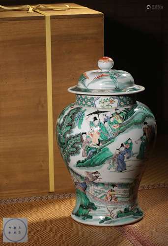 A WUCAI ‘FIGURE’VASE,MARK AND PERIOD OF KANGXI
