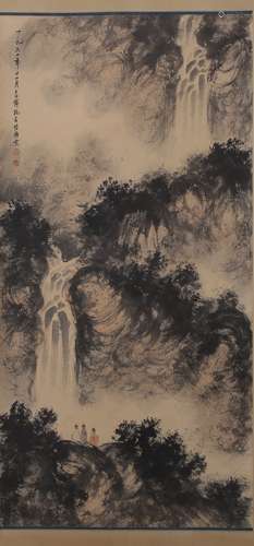 A LANDSCAPE PAINTING 
PAPER SCROLL
FU BAOSHI MARK