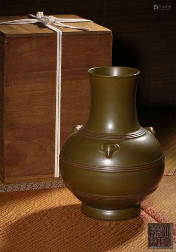 A TEADUST-GLAZED VASE,MARK AND PERIOD OF YONGZHENG
