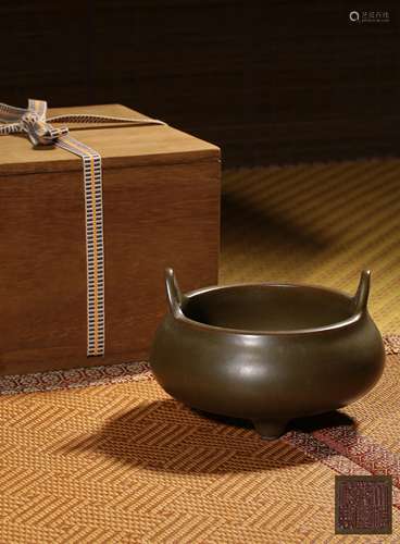 A TEADUST-GLAZED CENSER,MARK AND PERIOD OF QIANLONG