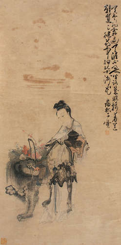 1687-1772 黄慎  仕女花卉 纸本 立轴