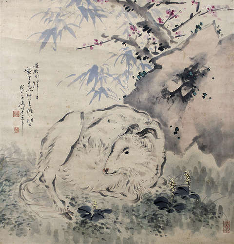 1903-1982 王雪涛  山羊图 纸本 立轴