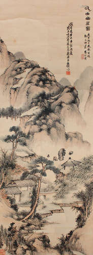 1856-1918 郑文焯  云山幽居图 纸本 立轴