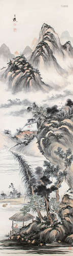 1747-1799 黎简  山水绘画 设色纸本 立轴