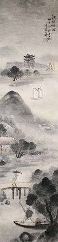 1845-1916 吴石僊  山水 设色纸本 立轴