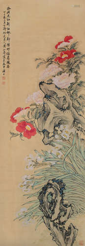 1855-1919 黄山寿  花卉 设色纸本 立轴