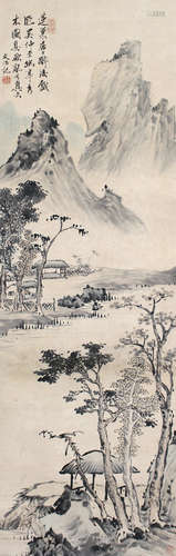 1741-1794*# 潘恭寿*王文志  山水 设色纸本 立轴