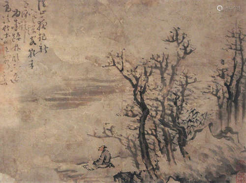 1747-1799 黎简  山水人物 纸本 镜片带框