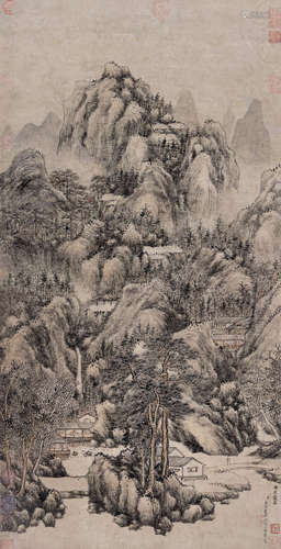 1696-1769 董邦达  云岚叠翠 设色纸本 立轴