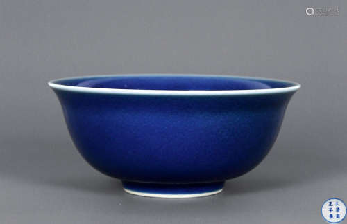 清代  霁蓝釉碗