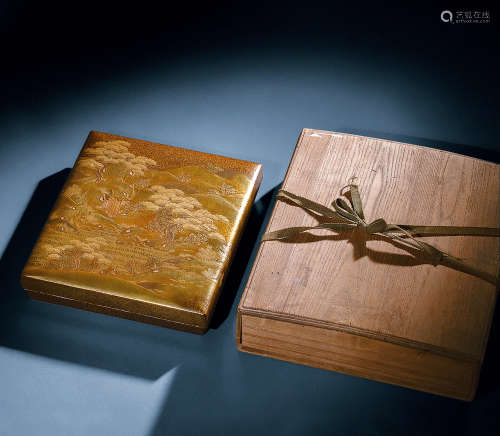 江戶時期 山水紋禦硯箱