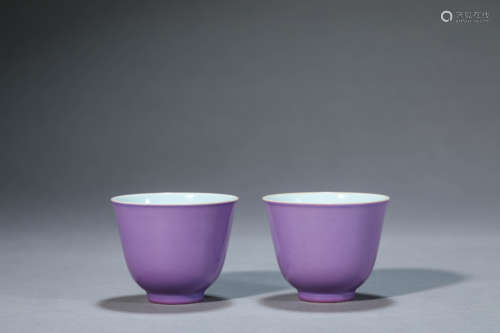 A Pair Of Purple-Glazed Cups