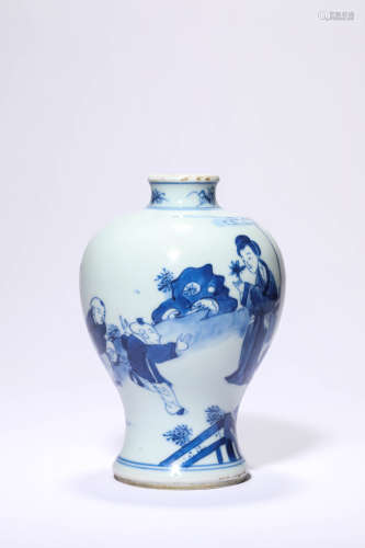 A Blue And White Figure Meiping