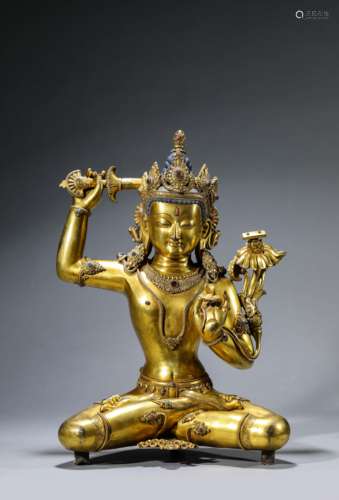 A Tibetan Bronze Figure Of Manjushri