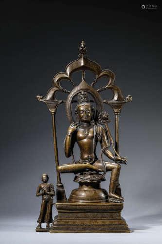 A Tibetan Silver-Inlaid Alloy Copper Figure Of Bodhisattva