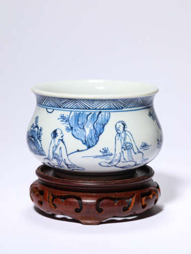 A Blue And White Character Story Censer