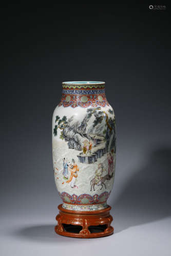 A Famille Rose Eight Immortals Lantern Vase