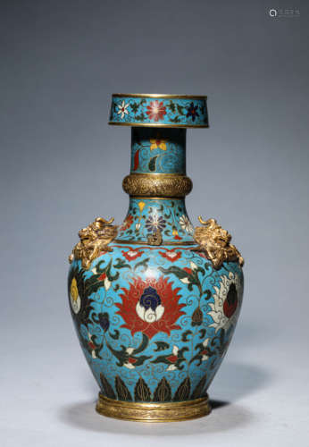 A Cloisonné Enamel Wrapped Lotus Vase