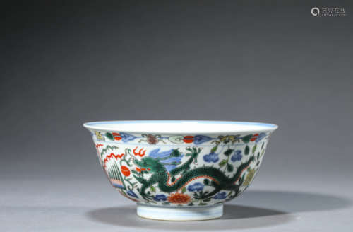 A Wucai Dragon And Phoenix Bowl