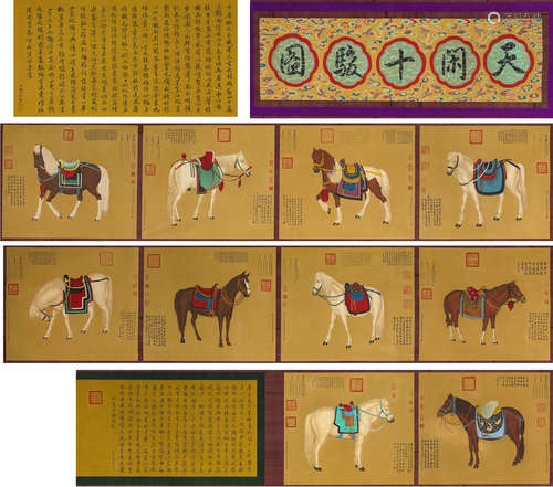 A Chinese Horse Painting On Silk, Handscroll, Lang Shining M...