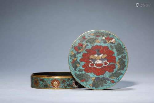 A Cloisonné Enamel Wrapped Lotus Box And Cover