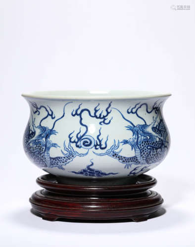 A Blue And White Dragon Censer